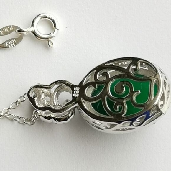Sterling Silver Green onyx Cz pendant necklace 🆕 - Picture 3 of 7